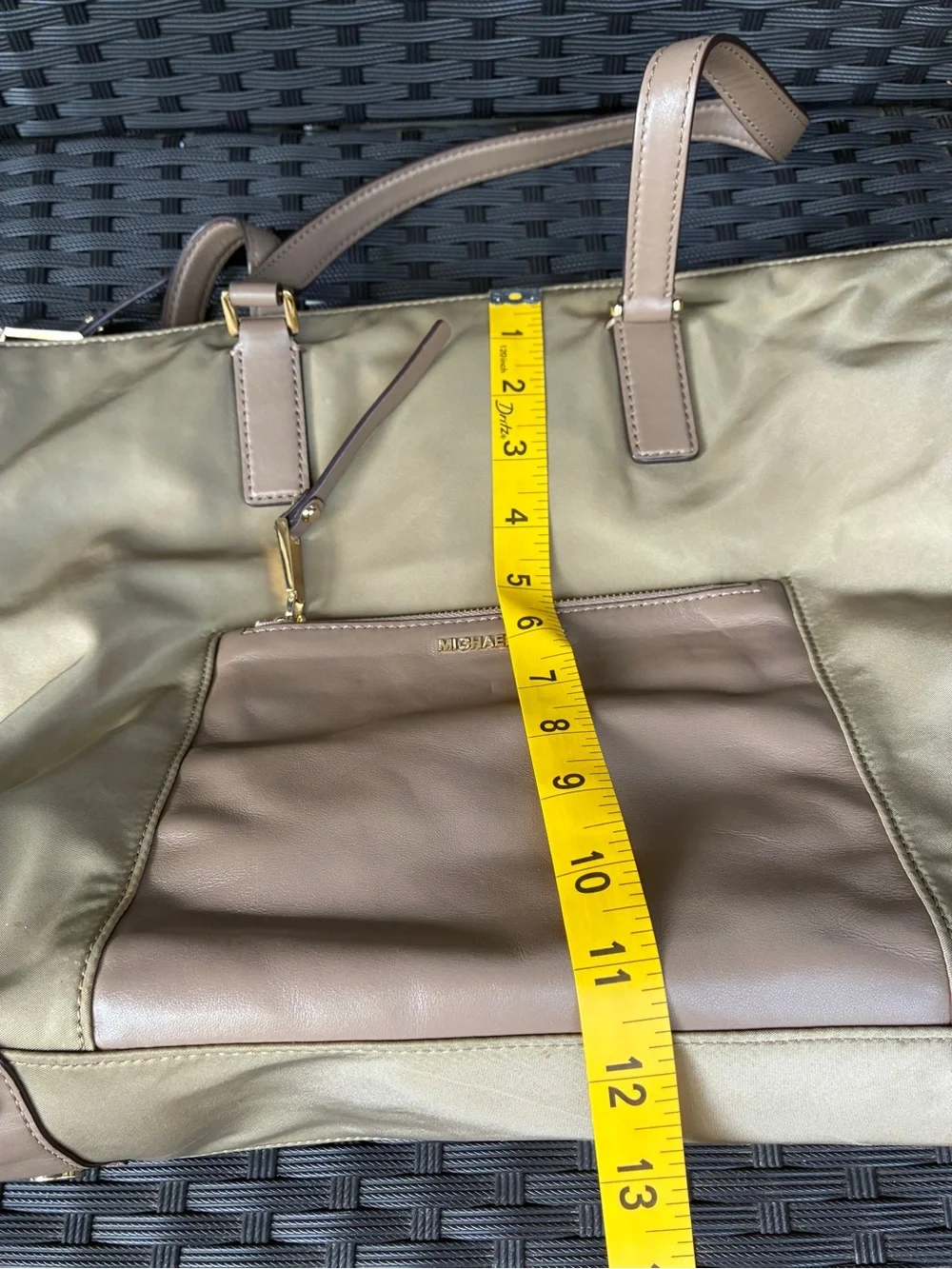 MICHAEL KORS BAG,Michael Kors Beige and Tan Leather-Trim Tote